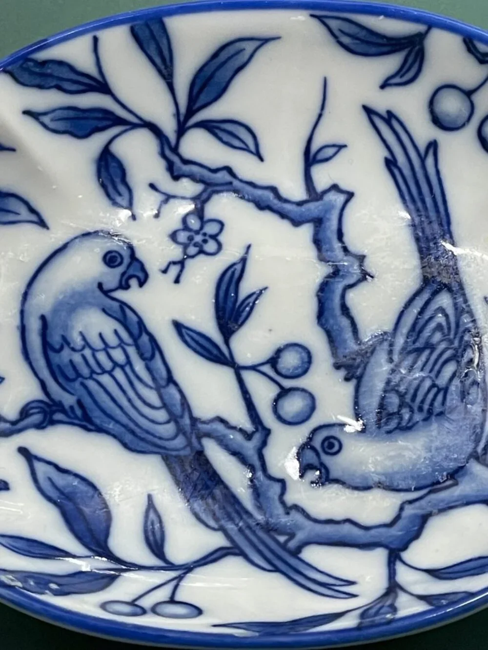 Pier 1 Imports Blue White Bird Oval Trinket Dish Japan Porcelain Decorative